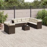 Gossi set canapele de gradina cu perne, 10 piese, maro, poliratan