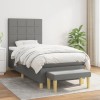 VidaXL Pat box spring cu saltea, gri închis, 100x200 cm, textil