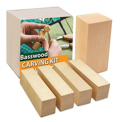 Set de blocuri din lemn pentru sculptura BeaverCraft BW1, 5 piese foto