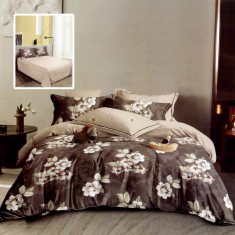 Lenjerie pat dublu,bumbac finet,6 piese,cearceaf normal 220x240cm, cearceaf pilota 200x220cm, 2 fete de perna 50x70, 2 fete de perna 70x70-88278