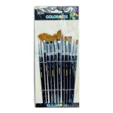 Pensula Colorarte DB21203, varfuri diferite, set 12 bucati