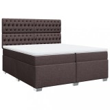 Cumpara ieftin Pat box spring cu saltea, maro inchis, 200x200 cm, textil