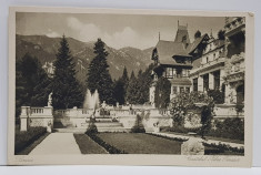 SINAIA , TERASA CASTELULUI PELES , CARTE POSTALA , FOTO W.WEISS , BUC. , INTERBELICA foto