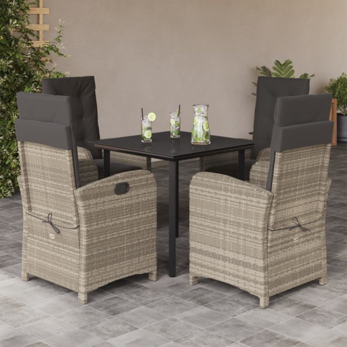 vidaXL Set mobilier de grădină cu perne, 5 piese gri deschis poliratan