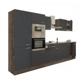 Mobilier Bucatarie Modular Yorki 330 Leziter Antracit Stejar 300cm Cu Rafturi