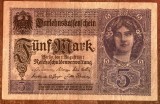 B11 33 - Bancnota foarte veche - Germania - 5 marci - 1917
