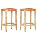 Cumpara ieftin Scaune de bar, 2 buc., maro, 75 cm, piele naturală