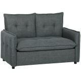 HOMCOM Canapea 2 locuri, canapea de living modernă 131 cm cu șezut căptușit, perne cu arcuri, țesătură tip in, gri &icirc;nchis | Aosom Romania