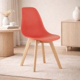 Scaun bucatarie/living, Artool, Kito, PP vermilion, picioare lemn natur, 46x54.5x80 cm GartenVIP DiyLine