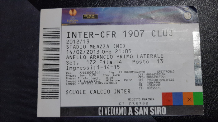 Bilet Inter Milano - CFR Cluj