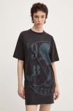 Desigual rochie din bumbac 19-MICKEY x Disney culoarea gri, mini, oversize, 24WWVK79