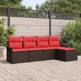vidaXL Set de canapele pentru grădină 5 pcs Maro poliratan 3353993