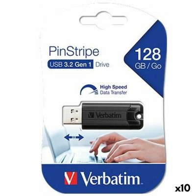 Memorie USB Verbatim PINSTRIPE Negru 128 GB (10 Unități) foto