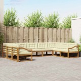 vidaXL Set de canapele de exterior cu pernă 9 pcs Natural și Crem 3368183