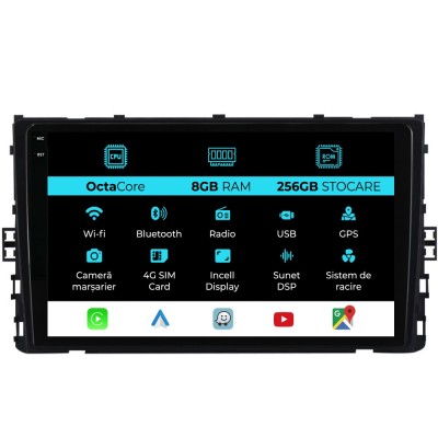 Navigatie Dedicata Volkswagen T-Roc (2017-2025), 9Inch, 8Gb Ram, 256Gb Stocare, Carplay foto
