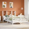 VidaXL Pat cu bibliotecă fără saltea, alb, 140x190 cm, lemn masiv pin 3321892