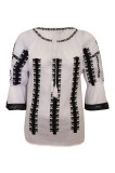 Bluza tip ie dama RBAN, marime XL, alb/negru