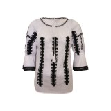 Bluza tip ie dama RBAN, marime S, alb/negru