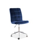 Cumpara ieftin Scaun birou cu stofa tip catifea SL Q020, inaltime reglabila, cadru cromat, rotatie 360&deg;, 90 kg, Albastru