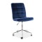 Scaun birou cu stofa tip catifea SL Q020, inaltime reglabila, cadru cromat, rotatie 360&deg;, 90 kg, Albastru