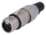 Mufă XLR Mamă 3 Pin Dreptă pe Cablu Argintată
