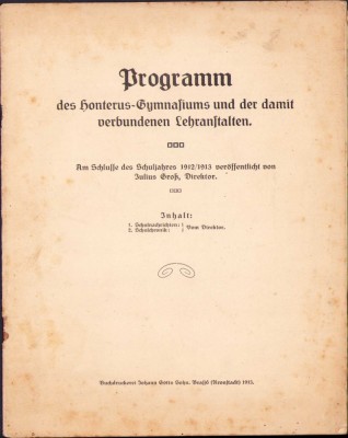 HST C1033 Programm des Honterus-Gymnasiums 1913 Brașov foto