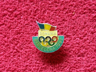 Insigna Olimpiada - ROMANIA la Jocurile Olimpice - BARCELONA 1992 foto