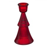șveșnic Sticlă, Model Brad, &Icirc;nălțime 14,3 cm, Culoare Roșu, Oem