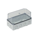 Doza ramificatie dreptunghiulara din plastic ABS 210x110x120mm transparenta IP67 IK06 adanca, METE
