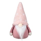 Figurina Crăciun, Gnome, 17cm, Culoare Roz, Material Poliester, Oem