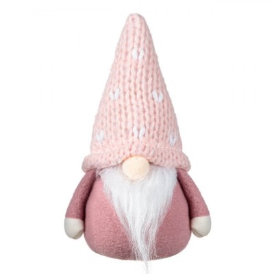 Figurina Crăciun, Gnome, 17cm, Culoare Roz, Material Poliester foto