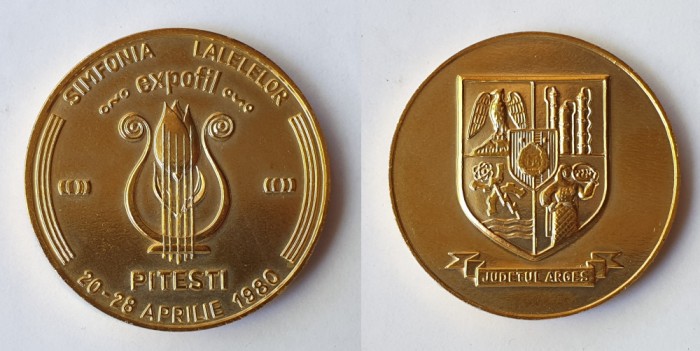 Simfonia lalelelor Pitesti 1980 editia a 1a, placheta RSR, Medalie rara