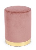 Cumpara ieftin Taburet catifea roz cu baza metal aurie Lucilla &Oslash; 35 cm x 40 h