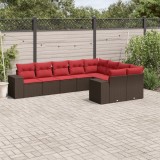 Cumpara ieftin Set canapele de grădină cu perne, 9 piese, maro, poliratan