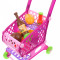 Carucior pentru cumparaturi de jucarie, cu produse, roz - WO51