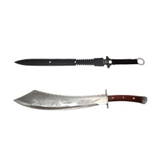 Set maceta si sabie de vanatoare, IdeallStore&reg;, 64 cm , cutit de aruncat inclus