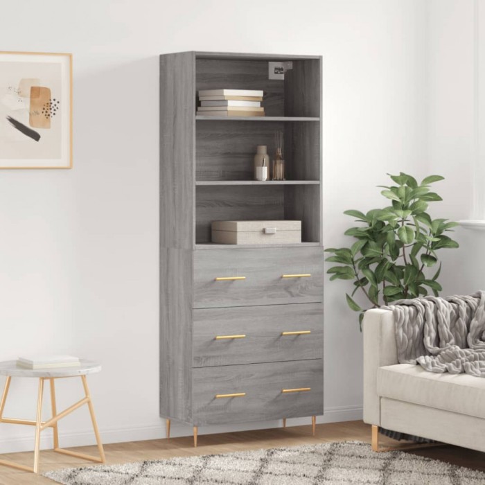 vidaXL Dulap &icirc;nalt, gri sonoma, 69,5x34x180 cm, lemn compozit