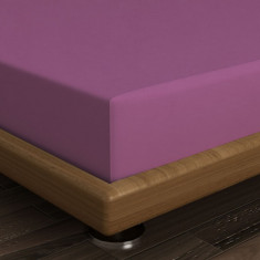 Cearceaf de pat cu elastic, 160x200 cm, 100% bumbac ranforce, Patik, Plum, mov