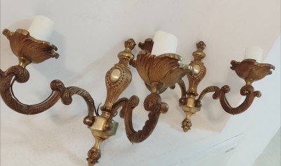 Elegant set de aplice din bronz masiv in stilul francez Louis foto