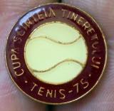 I.981 INSIGNA ROMANIA CUPA SCINTEIA TINERETULUI TENIS 1975 22mm