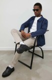 Bruuns Bazaar pantaloni de bumbac Arc Raphael culoarea bej, cu fason chinos