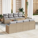 vidaXL Set canapele bej grădină 9 pcs Bej, alb mare Ratan, Poliester