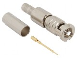 Conector Micro BNC mufă tată drept 75&Omega; crimpat pe cablu PTFE