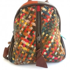 Rucsac dama VERA PELLE,multicolor,din piele naturala