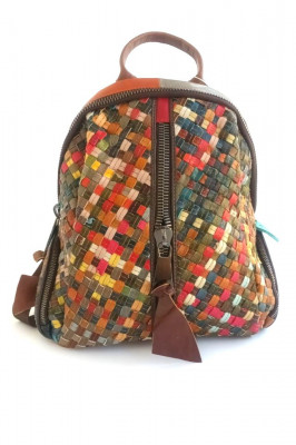 Rucsac dama VERA PELLE,multicolor,din piele naturala foto