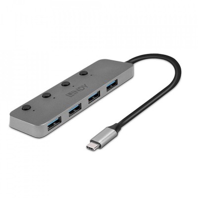 Hub Lindy 4 Port USB 3.2 buton On/Off foto