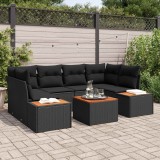 vidaXL Set de canapele pentru grădină cu pernă 6 pcs Negru Rattan poli 3356703