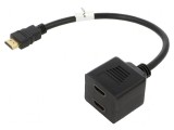 Adaptor HDMI 1.4 cu 2 socluri, 0,2m, negru, ABS