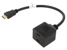 Adaptor HDMI 1.4 cu 2 socluri, 0,2m, negru, ABS