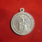 Medalion vechi religios ,cu anou , aluminiu , h= 2,6cm